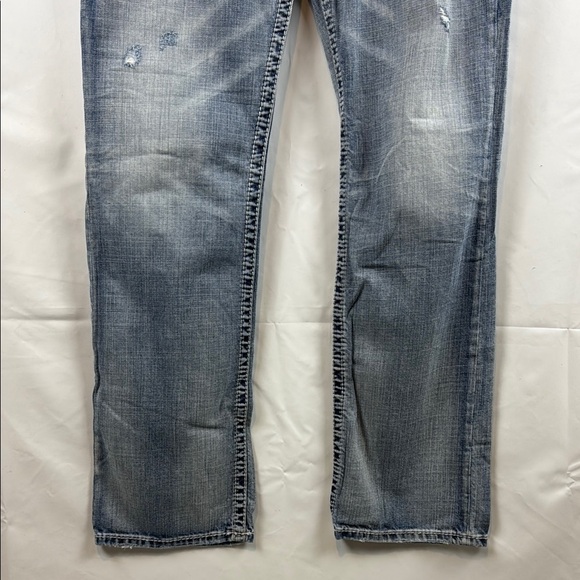Silver Co Men's Light Blue Nash straight-leg Distressed Jeans Size 34 - Picture 6 of 14